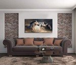 Nachic Wall Large Animal Pictures Wall Art Desert Running Horses Painting Picture Print on Canvas Modern Living Room Office Wall Decor With Wood Frame Ready to Hang 24x48