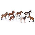 UANDME 8PCS Realistic Foal and Horse Figurines, Plastic Pony Toys for Girls and Boys, Horse Club Cake Topper and Party Decoration