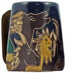 One (1) MARA STONEWARE COLLECTION - 12 Ounce Coffee Cup Collectible Square Bottom Mug - Horse Design