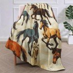 VANZEV Horse Pattern Blanket, Equestrian-Themed Fleece Throw with Running Horse Design, Soft Cozy Lightweight Blanket, for Horse Lovers, 50x60 in,Decor