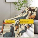 VANZEV Horse Pattern Blanket, Equestrian-Themed Fleece Throw with Running Horse Design, Soft Cozy Lightweight Blanket, for Horse Lovers, 50x60 in,Decor