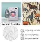 VANZEV Horse Pattern Blanket, Equestrian-Themed Fleece Throw with Running Horse Design, Soft Cozy Lightweight Blanket, for Horse Lovers, 50x60 in,Decor