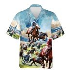 Horse Racing Hawaiian Shirts for Men Women, Funny Horse Gift for Men, Kentucky Derby Hawaiian Shirts Button Down