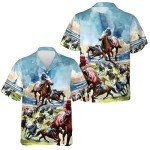 Horse Racing Hawaiian Shirts for Men Women, Funny Horse Gift for Men, Kentucky Derby Hawaiian Shirts Button Down