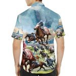 Horse Racing Hawaiian Shirts for Men Women, Funny Horse Gift for Men, Kentucky Derby Hawaiian Shirts Button Down