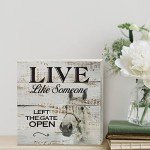 Inspirational Wooden Box Sign Desk Decor Retro Live Like Someone Horse Wood Block Plaque Box Signs with Quotes Rustic Box Sign for Home Living Room Office Shelf Table Decoration (5 X 5 Inch)