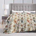 Swedish Dala Horses Throw Blanket Soft Fleece Blanket Men Women Gift for Kids Boys Girls for Party Couch Sofa Bed Deco Blankets 60x50 Inches