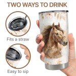 SANDJEST 20oz Stainless Steel Insulated TumblerHorse Tumbler 20oz Stainless Steel Insulated Coffee Travel Mug Cup for Women Girls Horse Gifts for Birthday Christmas Mothers Day