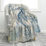 Jekeno Sea Horse Blanket Ocean Gifts for Adult Kids, Throw Blanket for Women Men, Nautical Ocean Decor Gifts for Boys Girls Age 2 3 4 5 6 7 8 9 10 Year Old