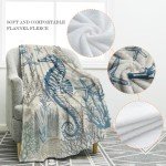Jekeno Sea Horse Blanket Ocean Gifts for Adult Kids, Throw Blanket for Women Men, Nautical Ocean Decor Gifts for Boys Girls Age 2 3 4 5 6 7 8 9 10 Year Old