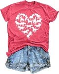 VVNTY Horse Lover Shirt Women: Horse Heart T Shirt Funny Horses T-Shirt Casual Animal Graphic Tees Pink