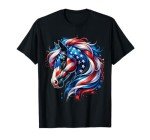 Horse 4th Of July Patriotic Horse Graphic American Flag T-Shirt