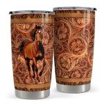 SANDJEST Horse Tumbler 20oz Stainless Steel Insulated Coffee Travel Mug Cup for Women Girls Men Horse Gifts for Birthday Christmas
