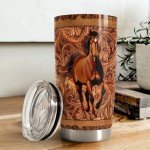 SANDJEST Horse Tumbler 20oz Stainless Steel Insulated Coffee Travel Mug Cup for Women Girls Men Horse Gifts for Birthday Christmas