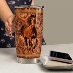 SANDJEST Horse Tumbler 20oz Stainless Steel Insulated Coffee Travel Mug Cup for Women Girls Men Horse Gifts for Birthday Christmas