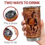 SANDJEST Horse Tumbler 20oz Stainless Steel Insulated Coffee Travel Mug Cup for Women Girls Men Horse Gifts for Birthday Christmas