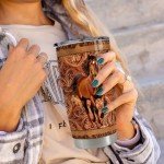 SANDJEST Horse Tumbler 20oz Stainless Steel Insulated Coffee Travel Mug Cup for Women Girls Men Horse Gifts for Birthday Christmas