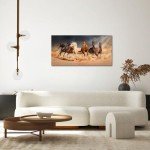 LevvArts - Large Size Running Horse Canvas Wall Art,Wild Animal Picture Print on Canvas,Framed Gallery Wrapped,Modern Home and Office Decoration,-24"x48"