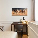 LevvArts - Large Size Running Horse Canvas Wall Art,Wild Animal Picture Print on Canvas,Framed Gallery Wrapped,Modern Home and Office Decoration,-24"x48"