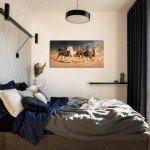 LevvArts - Large Size Running Horse Canvas Wall Art,Wild Animal Picture Print on Canvas,Framed Gallery Wrapped,Modern Home and Office Decoration,-24"x48"