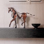 SunBlogs Art Handmade Horse Statue - Unique Rustic Decor for Office & Home - Hand-Painted Metal Sculpture - Perfect Handicraft Gift for Horse Lovers (Brown)