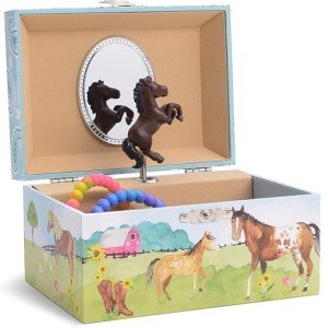 Jewelkeeper Jewelry Box for Girls - Barn Design Musical Jewelry Box with Spinning Horse Doll - Pony Stuff for Girls, Horse Gift for Kids, Equestrian Keepsake for Ages 2 and Up- Home on the Range Tune