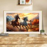 Extra Large Diamond Art Kits for Adults, 5D Horse Large Diamond Painting Kits for Beginners, Full Drill Horse Crafts Gem Art Painting for Home Wall Decor 28x16in