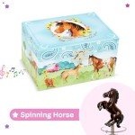 Jewelkeeper Jewelry Box for Girls - Barn Design Musical Jewelry Box with Spinning Horse Doll - Pony Stuff for Girls, Horse Gift for Kids, Equestrian Keepsake for Ages 2 and Up- Home on the Range Tune