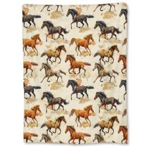 Ti Caldi Wild Horse Blanket - Soft Lightweight Cozy Animal Flannel Throw Blanket for Adults Kids, Majestic Running Horses, Warm Fuzzy Blankets for Couch, Bed, Travel, Outdoor Use, Home Decor 60×50 in