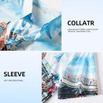 Men's Hawaiian Shirt for Men Wrinkle Free Casual Printed Beach Shirt, Vintage Horse Racing Watercolor Men's Casual Button Down Shirts Regular Fit Short Sleeve Holiday Summer Shirts for Men, L