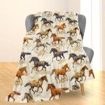 Ti Caldi Wild Horse Blanket - Soft Lightweight Cozy Animal Flannel Throw Blanket for Adults Kids, Majestic Running Horses, Warm Fuzzy Blankets for Couch, Bed, Travel, Outdoor Use, Home Decor 60×50 in