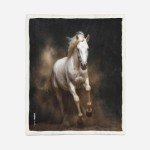 AILONEN Horse Theme Fleece Sherpa Blanket,Printed Pattern Horse Throw Blanket, 59 x 47 Inches Blanket,Cozy Soft Animal for Kids Boys Girls,Blanket for Bed Couch Decor