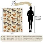 Ti Caldi Wild Horse Blanket - Soft Lightweight Cozy Animal Flannel Throw Blanket for Adults Kids, Majestic Running Horses, Warm Fuzzy Blankets for Couch, Bed, Travel, Outdoor Use, Home Decor 60×50 in