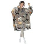 Tirrinia Wearable Blanket Oversized Hoodie for Adults, Horse Print Gift Sherpa Sweatshirt, as for Family & Friend. One Size Fits All