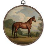 GWFSJYU Vintage Horse Framed Wall Art, Farmhouse Horses Round Canvas Prints Wall Art, Rustic Horses Wall Hanging Decor for Bedroom Bathroom Living Room, Horse Lovers Gifts, 10”x10”inch