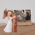 Girl Embrace Horse Statue Decor - Hand-Painted Sculpted Figurine Gifts for Women and Horse Lovers - Memorial Figure, Keepsake Gift for Birthday, Christmas, Thanksgiving