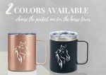Onebttl Horse Gifts for Girls, Women, Horse Lovers, Insulated Stainless Steel Coffee Mug with Lid and Handle, Equestrians, Cowgirls Gifts for Birthday, Christmas, 12 oz, Black