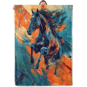 Mounidso Horse Blanket, Horse Theme Flannel Blanket Gifts for Women, Soft Warm Lightweight Horse Blankets for Living Room Home Sofa Travel Decor 50" x 60"