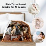 CUSPCOD Horse Girls Blanket, Horse Gifts for Girl Ages 8-12 10-12, 40"x50" Kids Throw Blankets for Adults Women, Cowgirl Room Decor Western Throws for Animal Lovers
