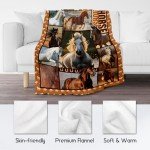CUSPCOD Horse Girls Blanket, Horse Gifts for Girl Ages 8-12 10-12, 40"x50" Kids Throw Blankets for Adults Women, Cowgirl Room Decor Western Throws for Animal Lovers