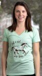 Ann Arbor T-shirt Co. Just a Girl who Loves Horses | Cute Girl Riding Rider V-Neck T-Shirt for Women-(Vneck,S) Mint
