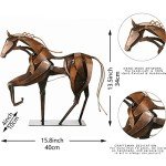 SunBlogs Art Metal Horse Statue Decor, Handmade Strong Modern Horse Sculpture Handicraft, Rustic Metal Statue Decorations Gift for Home Office Desk Figurine (Brown)