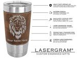 LaserGram 20oz Vacuum Insulated Tumbler Mug, Horse Head 1, Personalized Engraving Included (Faux Leather, Rustic)