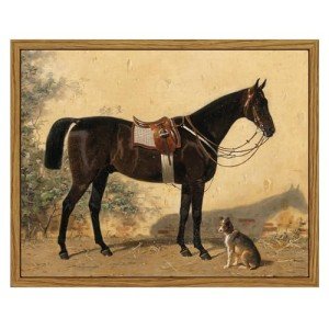 ARPEOTCY Framed Canvas Horse Wall Art, Horse Art Print for Home Decor, Rustic Farmhouse Country Wall Decor for Living Room, Bedroom, Bathroom, Office, 8x10 inch (Rappe mit Hund)