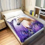 HommomH 40"x50" Palomino Horse Blanket with Purple Lavender, Super Soft Fleece Throw Blankets for Girls Women