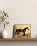 ARPEOTCY Framed Canvas Horse Wall Art, Horse Art Print for Home Decor, Rustic Farmhouse Country Wall Decor for Living Room, Bedroom, Bathroom, Office, 8x10 inch (Rappe mit Hund)