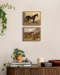 ARPEOTCY Framed Canvas Horse Wall Art, Horse Art Print for Home Decor, Rustic Farmhouse Country Wall Decor for Living Room, Bedroom, Bathroom, Office, 8x10 inch (Rappe mit Hund)