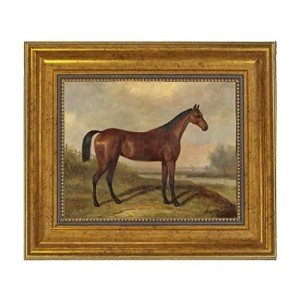 Schooner Bay Co. – William Barraud Hunter in Landscape Oil Painting Print on Canvas in Antiqued Gold Frame Home Wall Art Décor Equestrian Horse Ready To Hang (8-1/2" x 9-1/2", Antiqued Gold Frame)