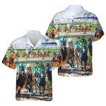 Vintage Horse Hawaiian Shirts for Men Women, Love Horse Racing Festival Short Sleeve Button Down Shirt Men