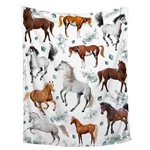Horse Gifts: Ultra Soft Plush Flannel Blanket, Super Soft Cozy Throw for Horse Lovers, 40"x50" Kids/Throw Size